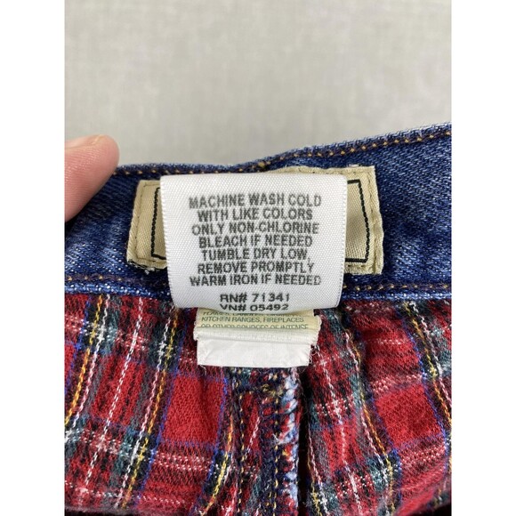 LL Bean Jeans Womens 12 Medium Blue Original Fit Relaxed Flannel Lined Plaid - Picture 11 of 12
